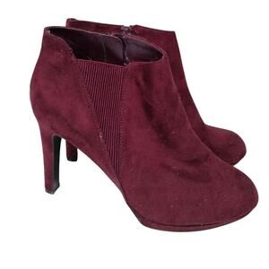 [H248] Impo Suede Red Wine/Burgundy Women's Ankle Bootie Heels, Size 11